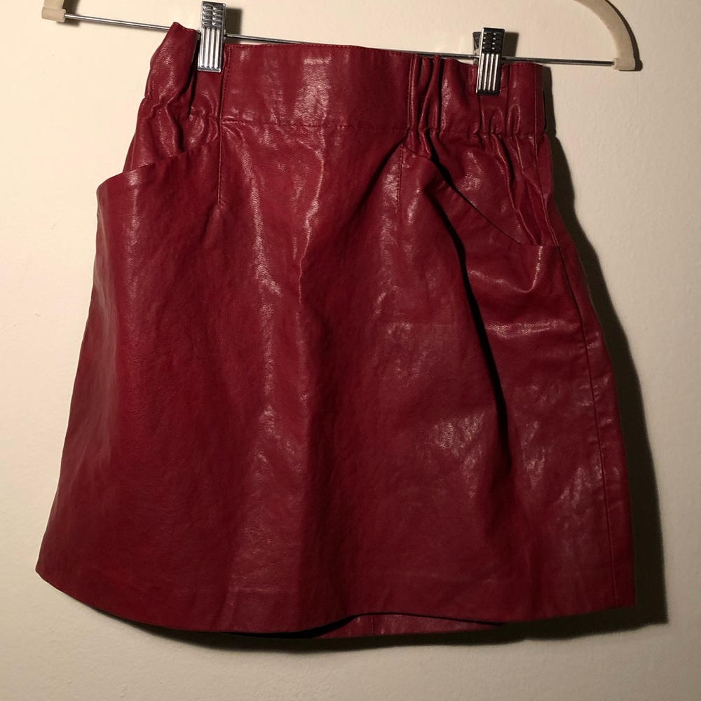 Zara Basic Red Pleather Skirt